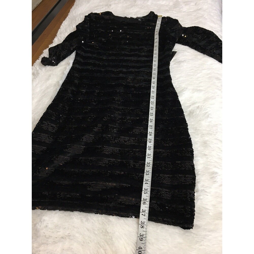 INC Sequin Mini Dress  Size XS Black Women's 3/4 Sleeve Sheath Evening Party - Picture 10 of 12